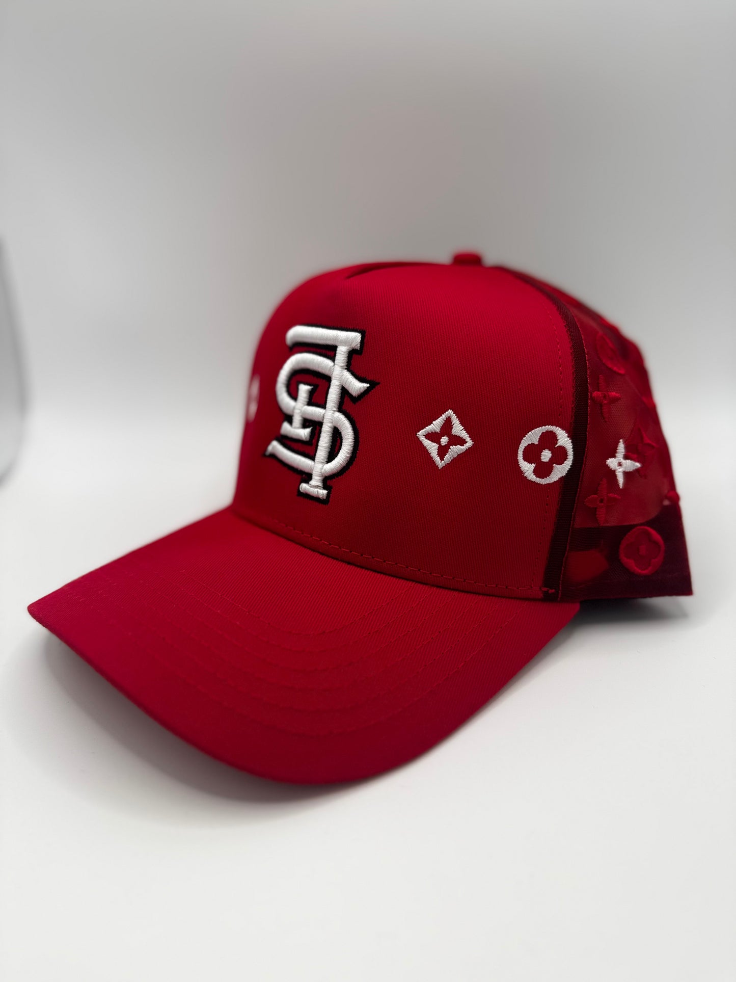 Red LV Style mesh Trucker Hat