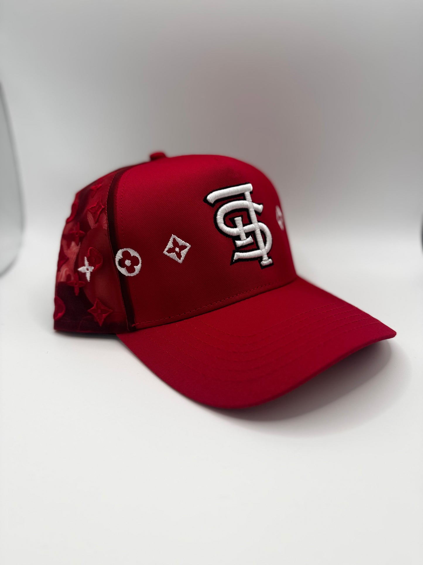 Red LV Style mesh Trucker Hat